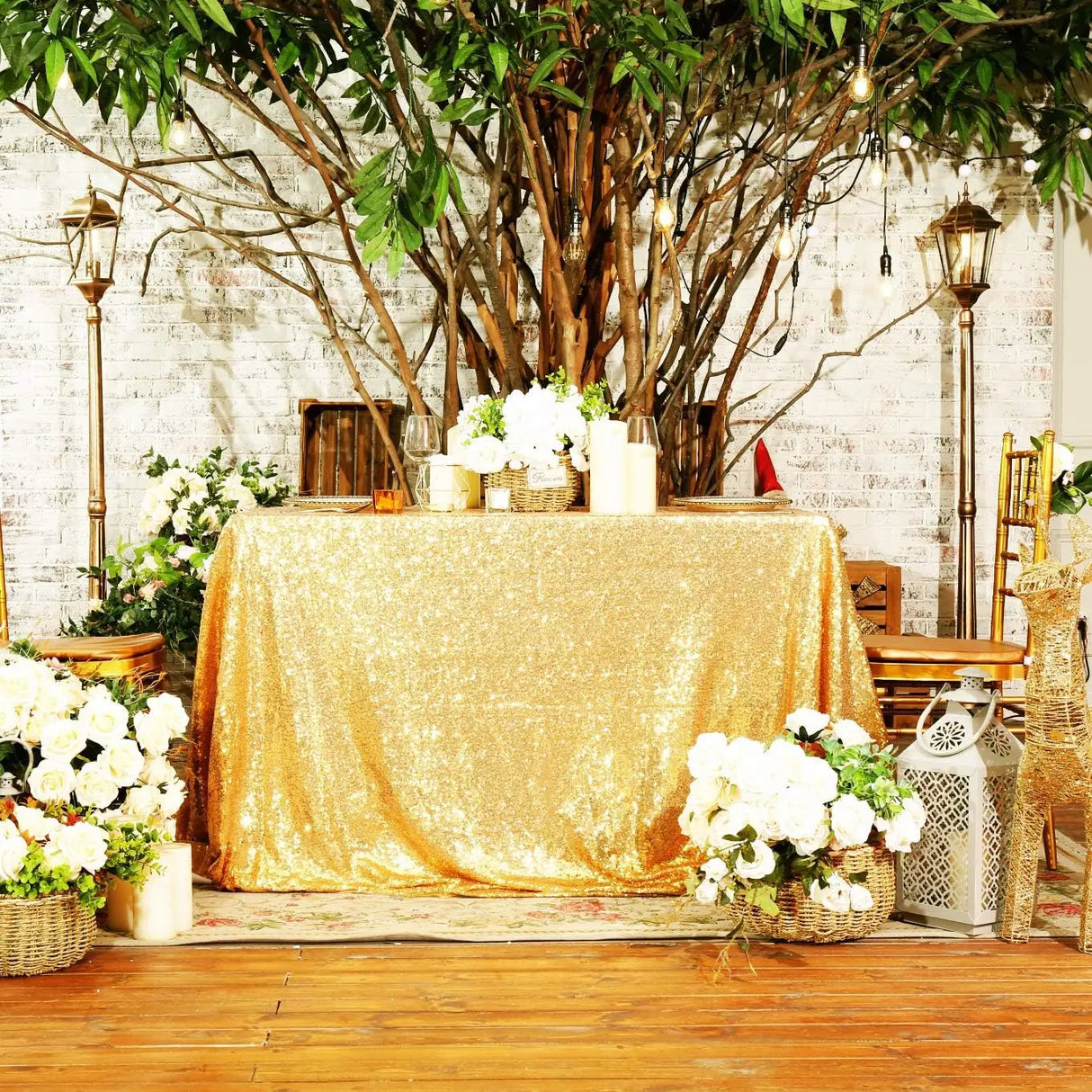 Sequin Rose Gold Tablecloth
