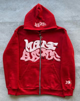 Unisex Retro Letter Zip Hoodie