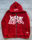 Unisex Retro Letter Zip Hoodie