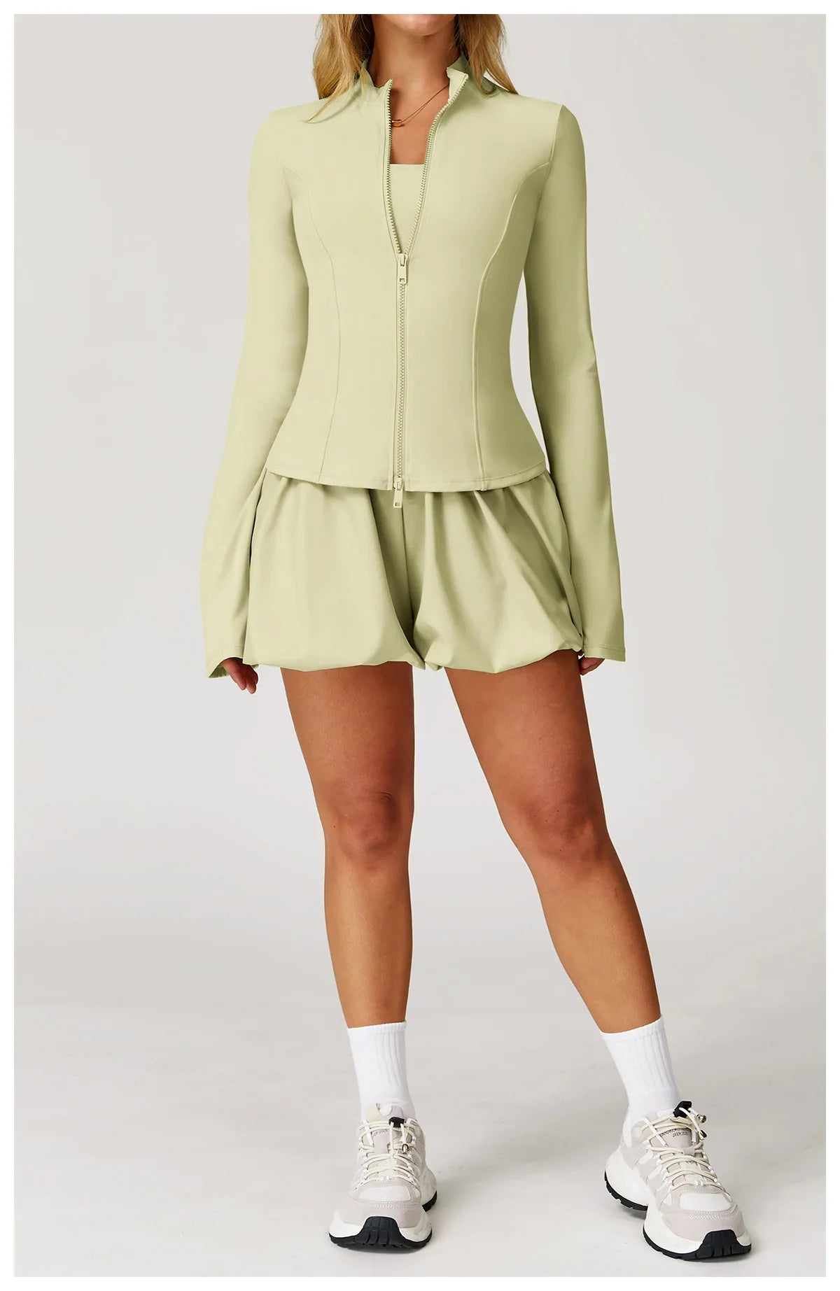 Women's Standing Collar Long Sleeve Yoga Jacket – Summer Training Top