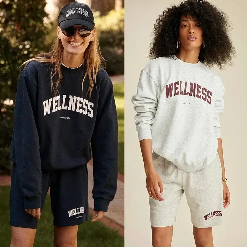 Women Letter Print Sweatshirt Vintage O-Neck Pullover