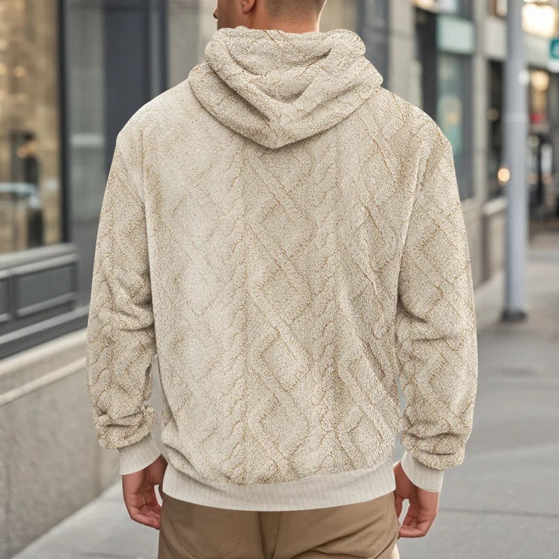 Men Velvet Hooded Pullover Sweater