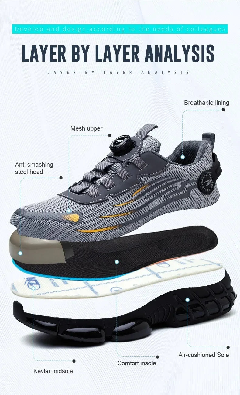 Women Safety Shoes White Lightweight Sneakers
