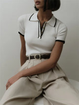 Women's Slim Contrast Knit Pullover