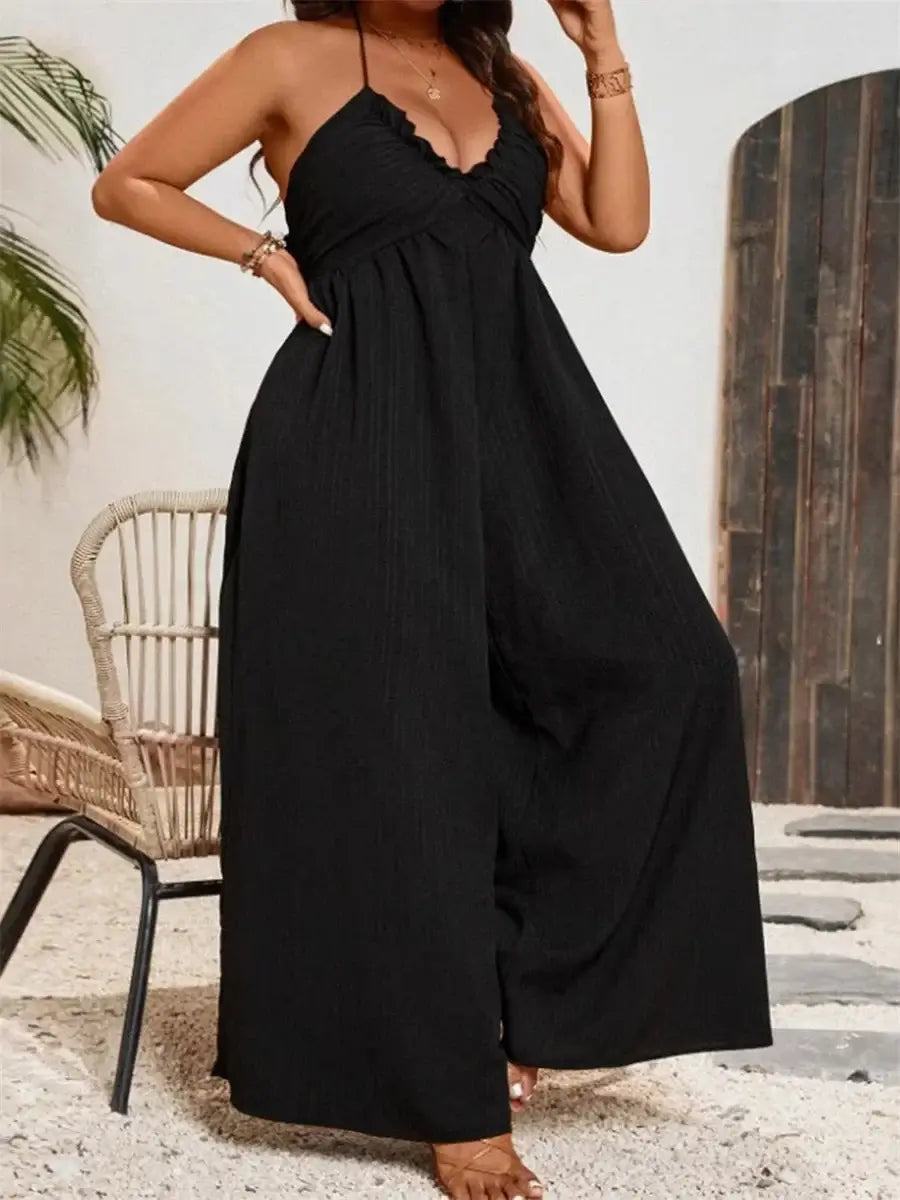 Women Plus Size Halter Neck Jumpsuit