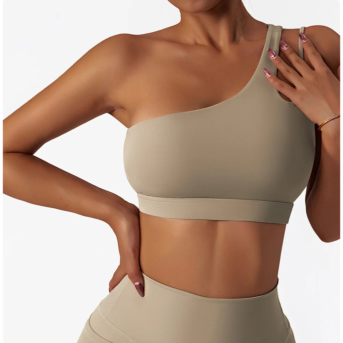 Women Oblique Shoulder Sports Bra