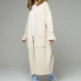 Women Long Pocket Knit Cardigan