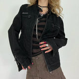 Rockmore Women’s Double Zipper Denim Jacket