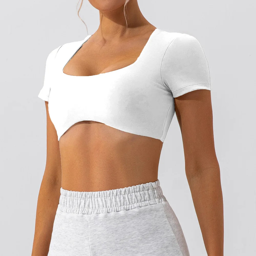 Women Crop Fit Yoga Tee