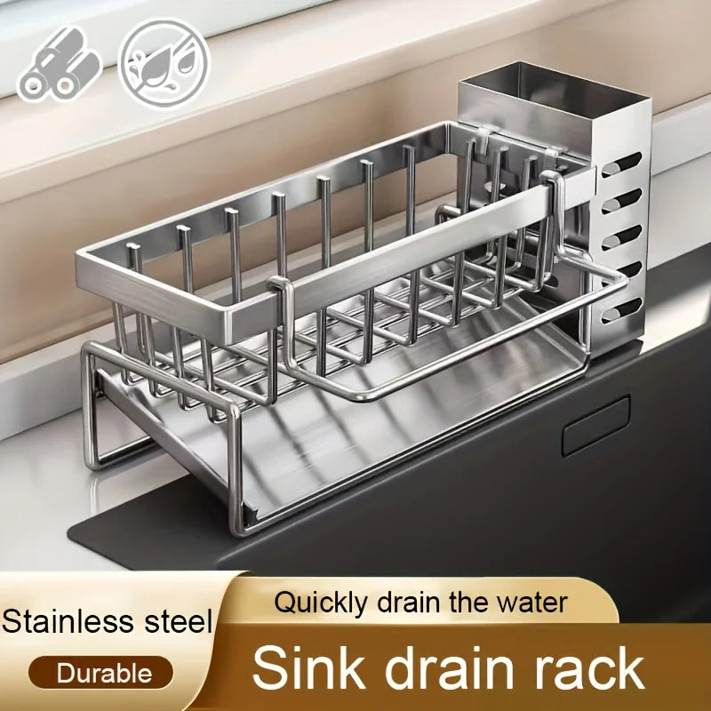 Stainless Steel Sink Storage Rack – Kitchen Sponge Organizer