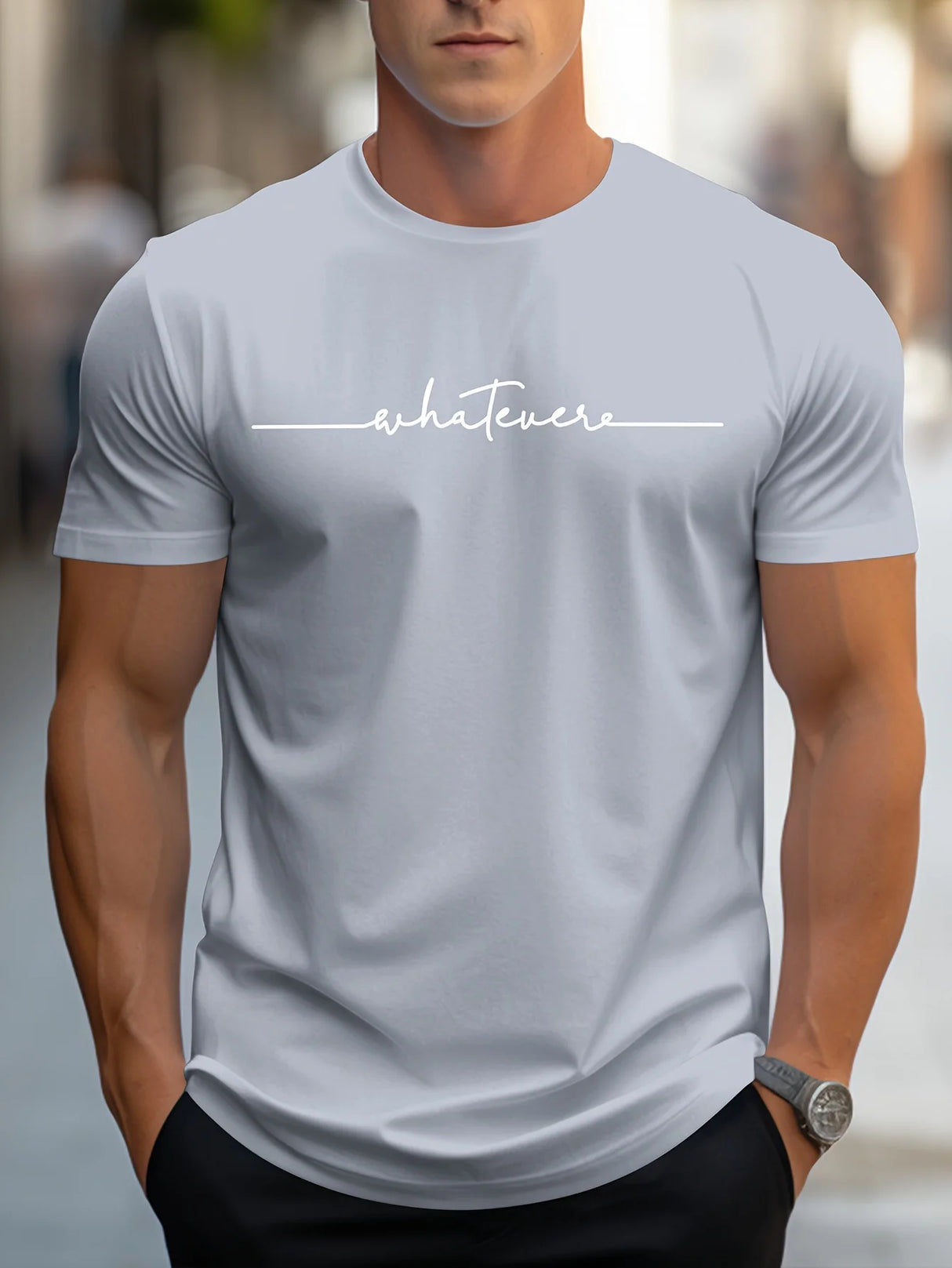 Men Letter Print Cotton Tee