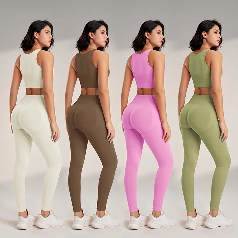 Women High Waist Leggings & Top Set