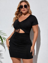 Women Drawstring Bodycon Dress