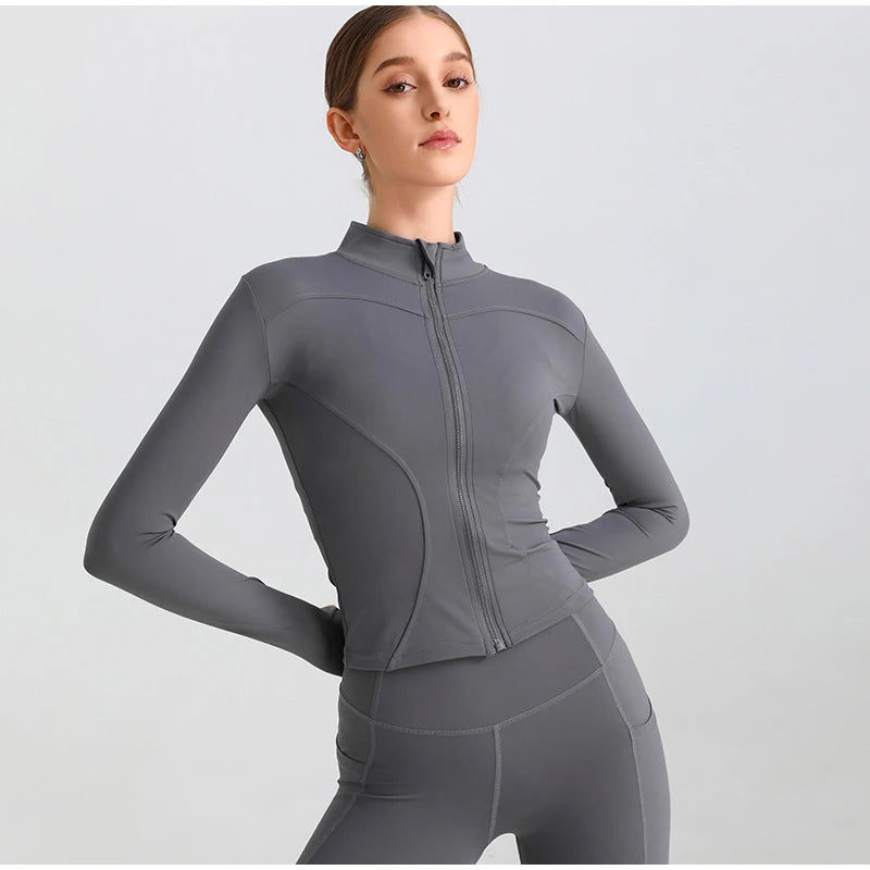 Women Slim Fit Zipper Yoga Jacket