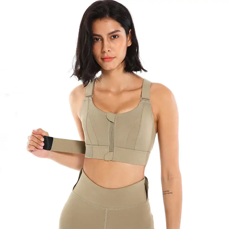 Women Front Zipper Sports Bra Plus Size