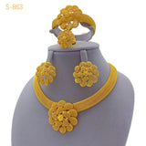 24K Gold Flower Bridal Jewelry Set