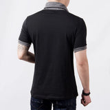 Men's Plus Size Patchwork V Neck T-Shirt – Black