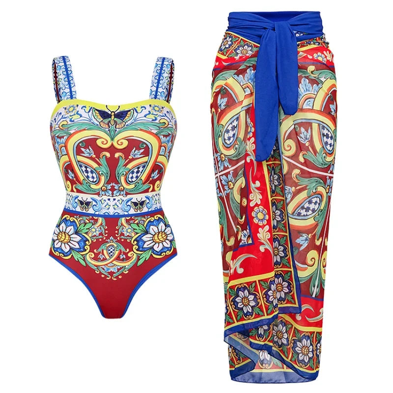 Vintage Print One Piece