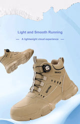 Men Rotating Button Steel Toe Safety Work Shoes