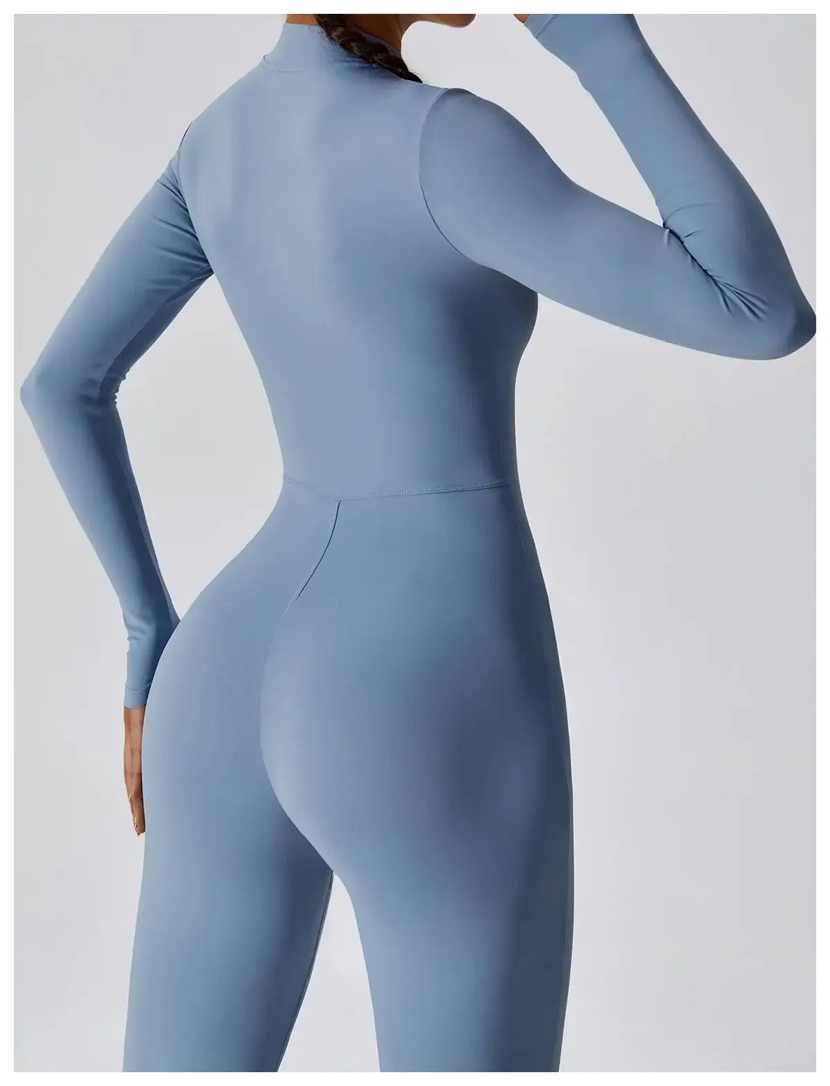 Women Fitness Zipper Long Sleeve Jumpsuit