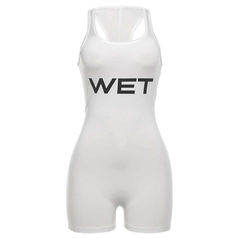 SportMuse™ – Letter Print Slim Sport Romper (Dynamic, Casual & Stretchy)