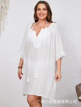 Women White Sleeveless A-Line Dress