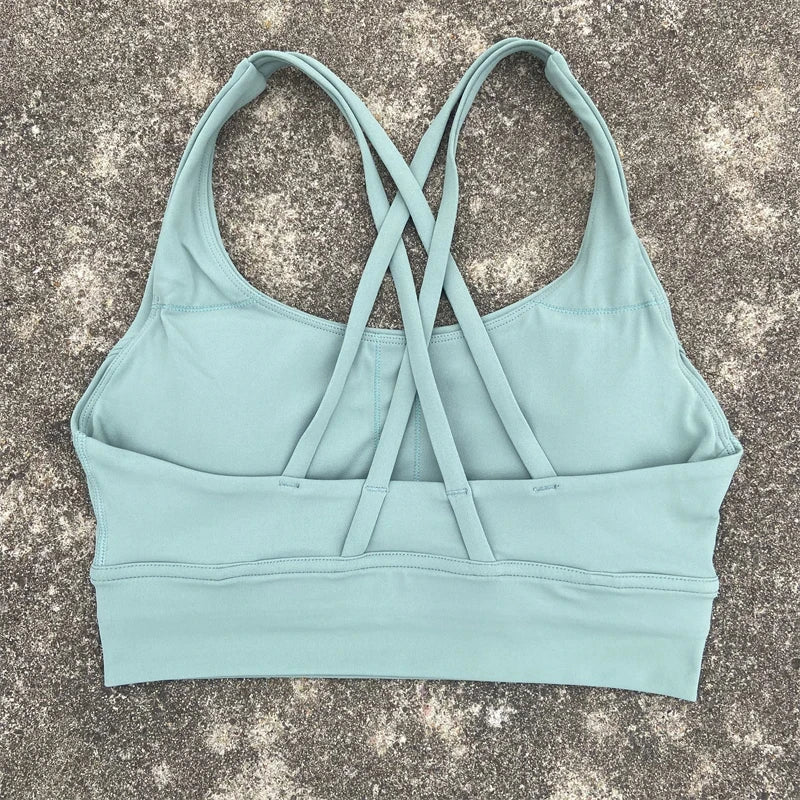 Women Cross Strap Sports Bra with Pads