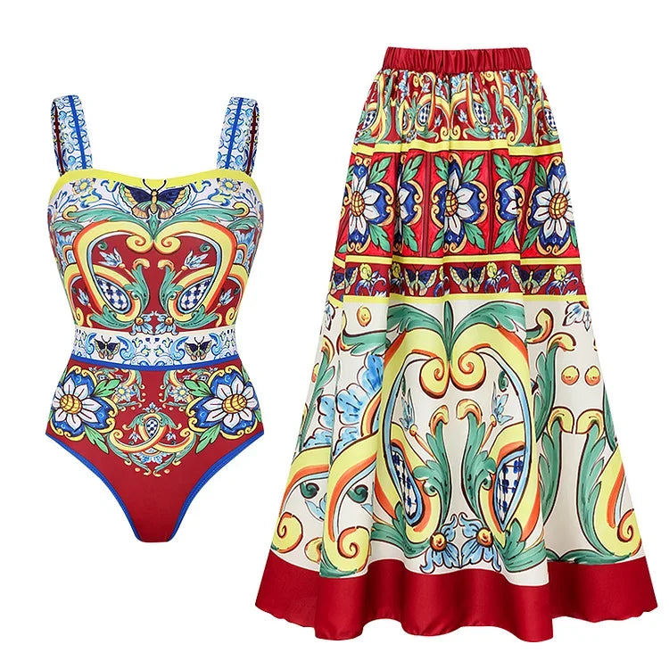 Vintage Print One Piece