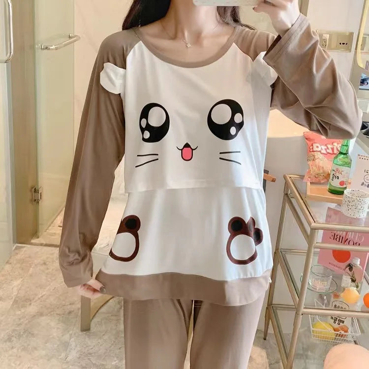 Postpartum & Nursing Pajamas Set