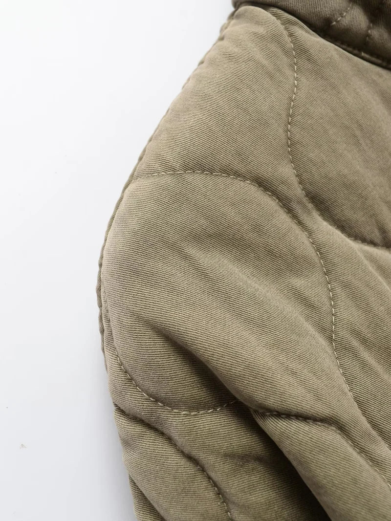 Vintage Quilted High Collar Women's Jacket