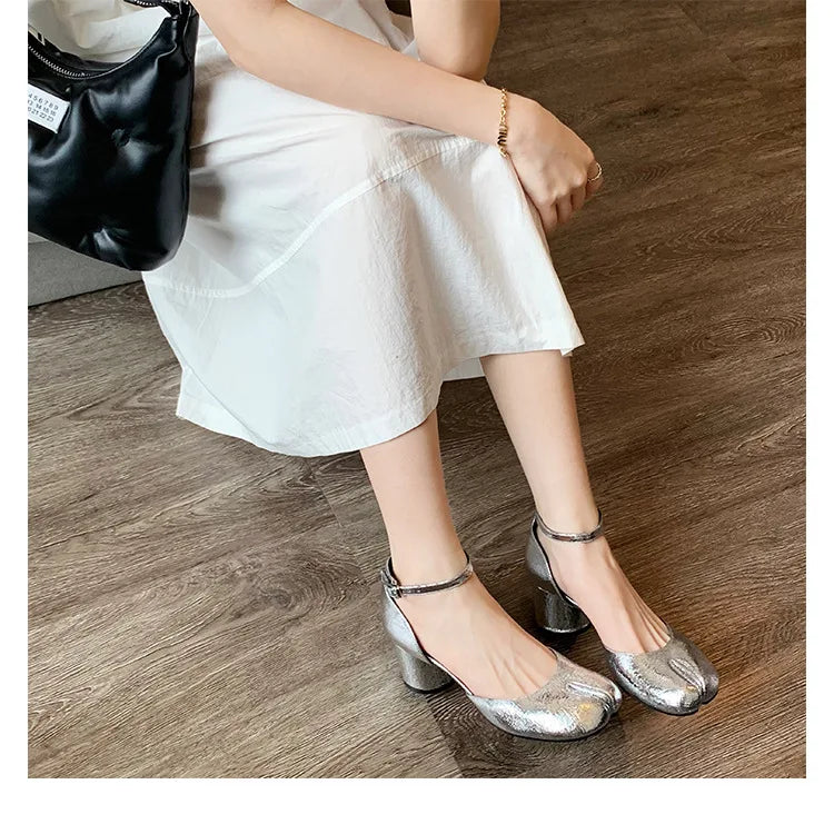 Women’s Leather Square Toe High Heel Pumps