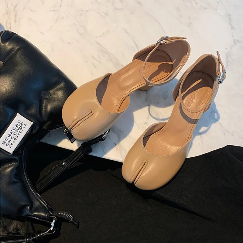 Women’s Leather Square Toe High Heel Pumps