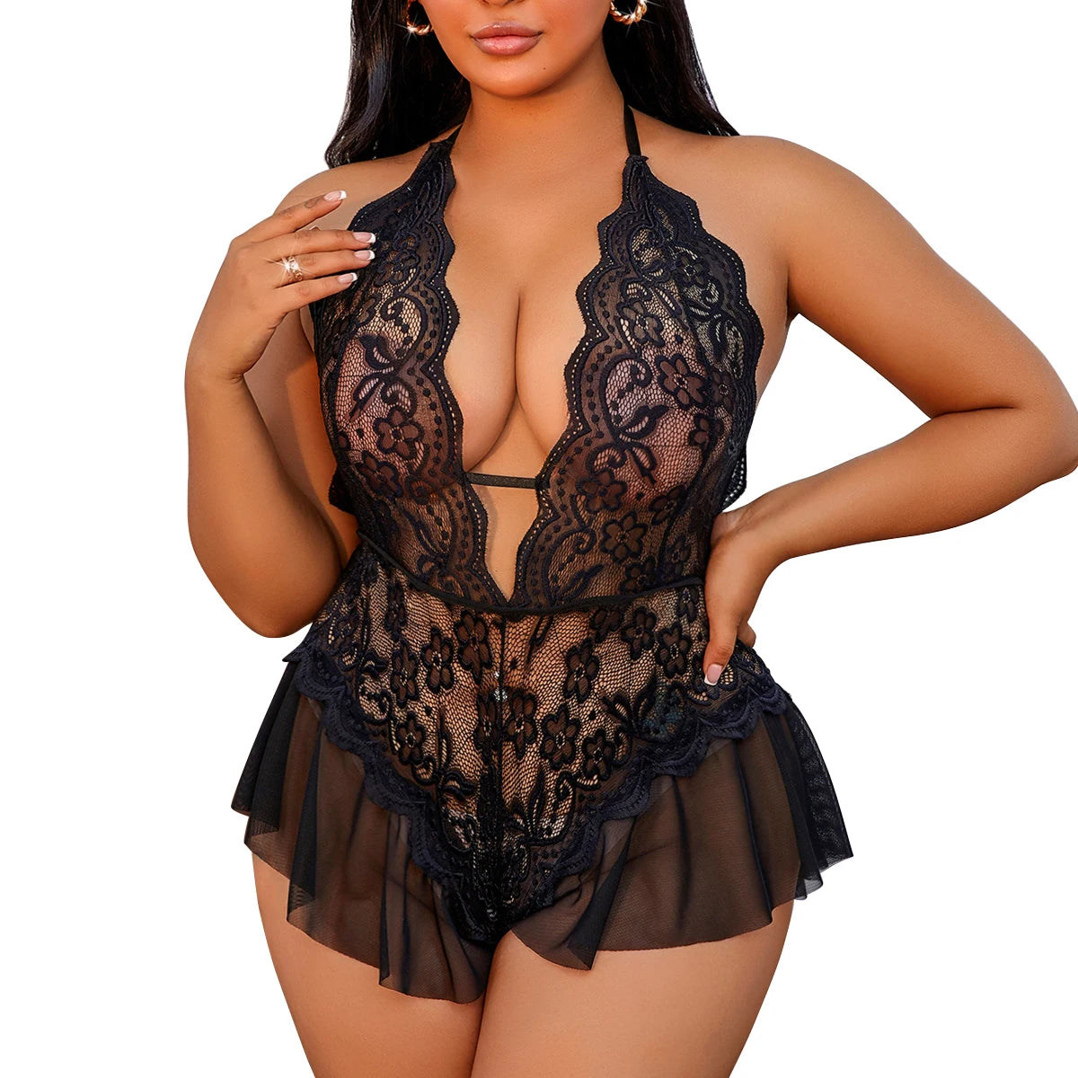 Plus Size Lace Bra Set