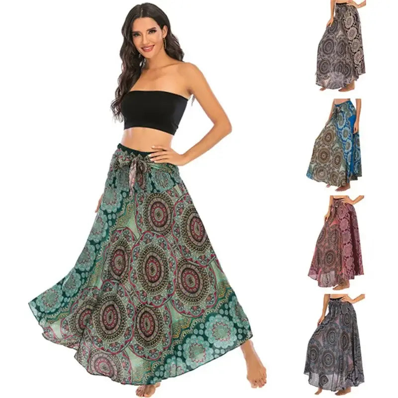 Women Vintage Plaid Button Midi Skirt