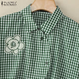 Harper Checked Lapel Blouse