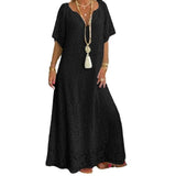 Women Lace V Neck Long Dress