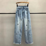 ShineEdge™ – Embroidered Diamond Jeans (Light Blue, Loose Wide Leg)