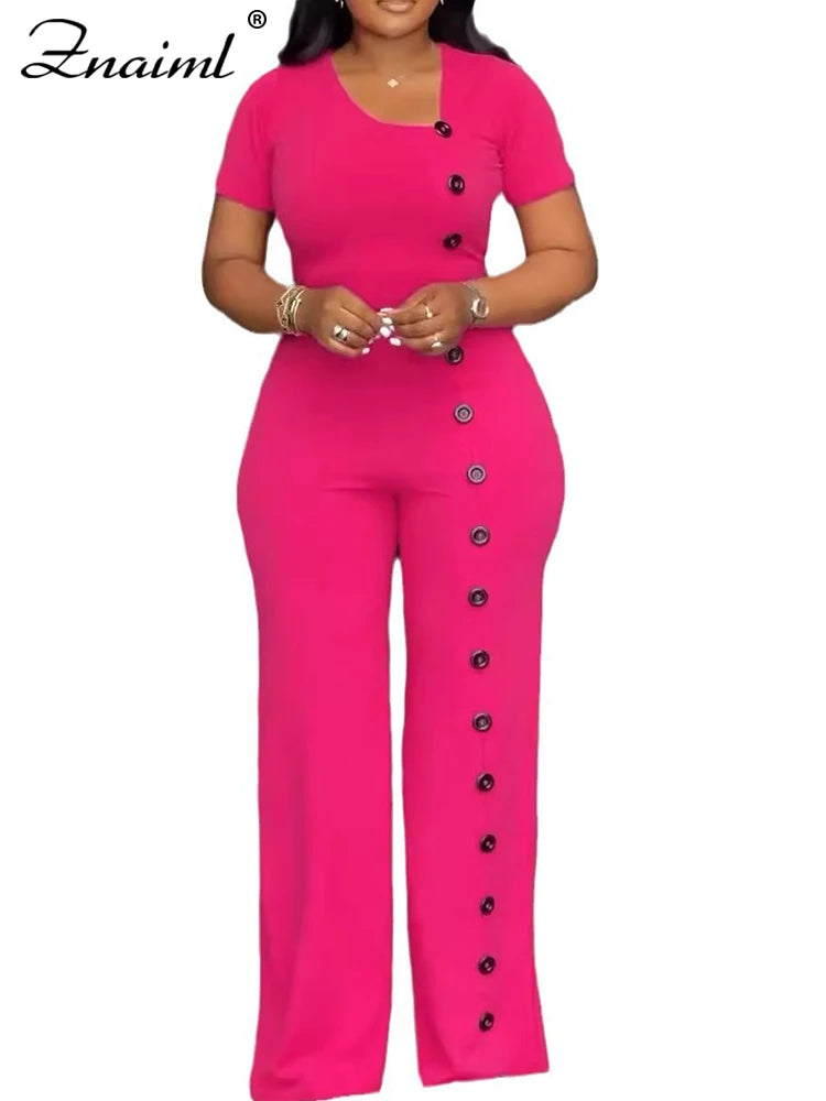 ElanWide™ – Short Sleeve Wide Leg Jumpsuit (Elegant, Flowy & Polished)