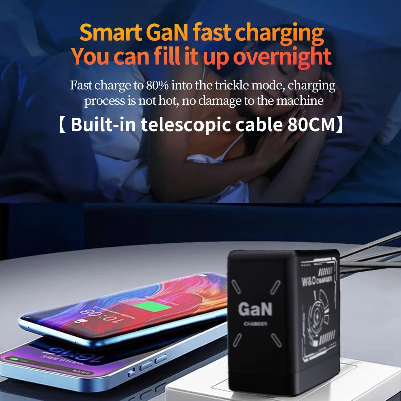 120W Fast Charger with Type-C & Lightning Cable