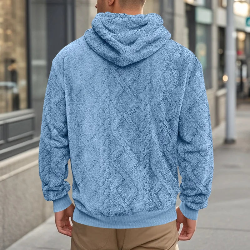 Men Velvet Hooded Pullover Sweater