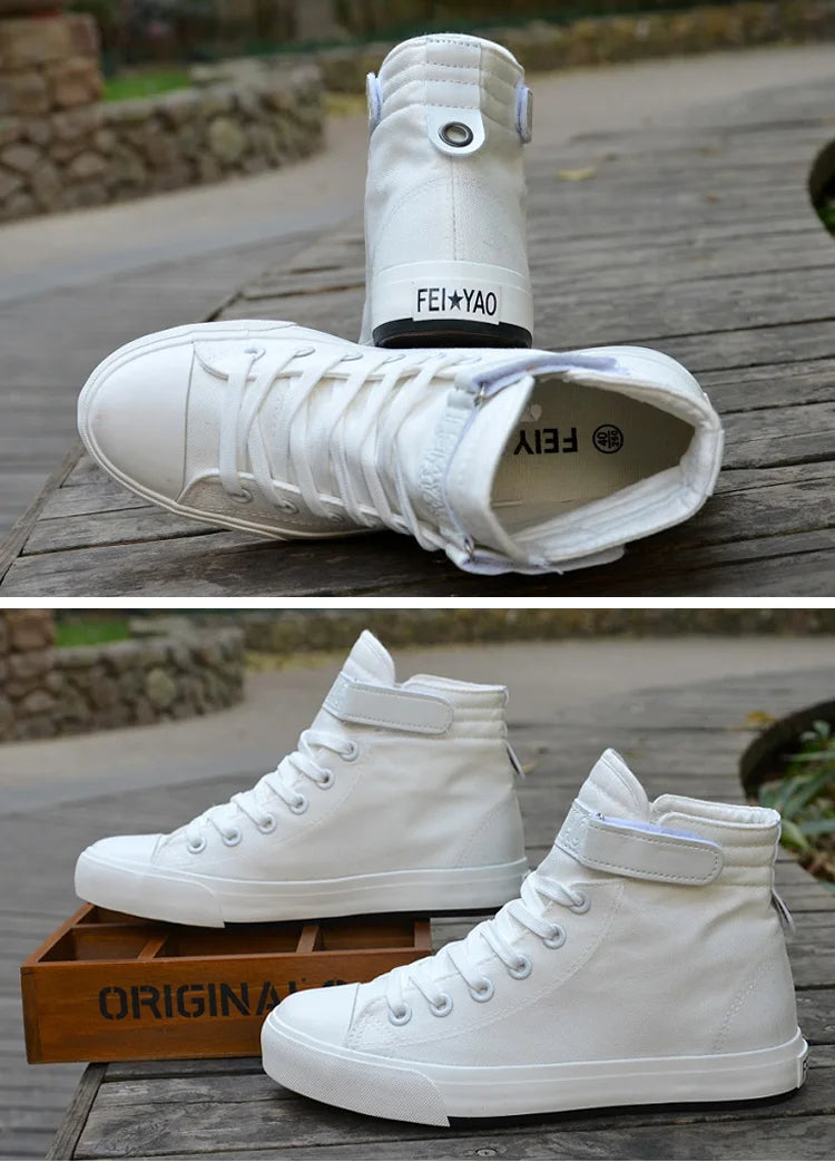 PureStep™ Men’s White High-Top Canvas Sneakers