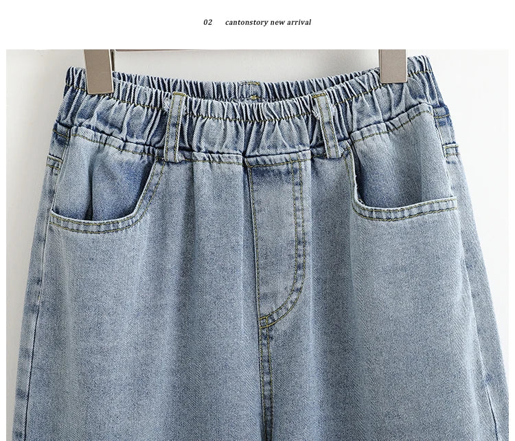 Women Plus Size High Waist Wide Leg Jeans