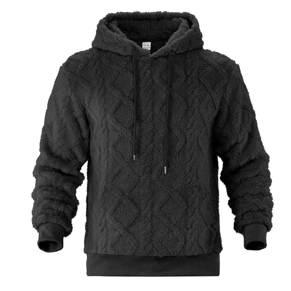 Men Velvet Hooded Pullover Sweater