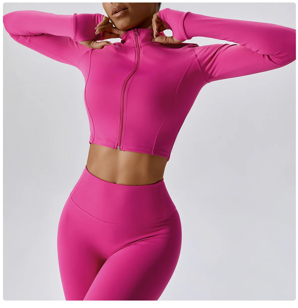 Women's Sexy Zip Long Sleeve Yoga Jacket – Workout Running Cycling Top
