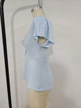 Luna Lace-Up V-Neck Blouse
