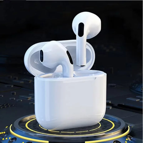 TWS semi-in-ear wireless noise-cancelling headphones displayed in case on a modern surface.