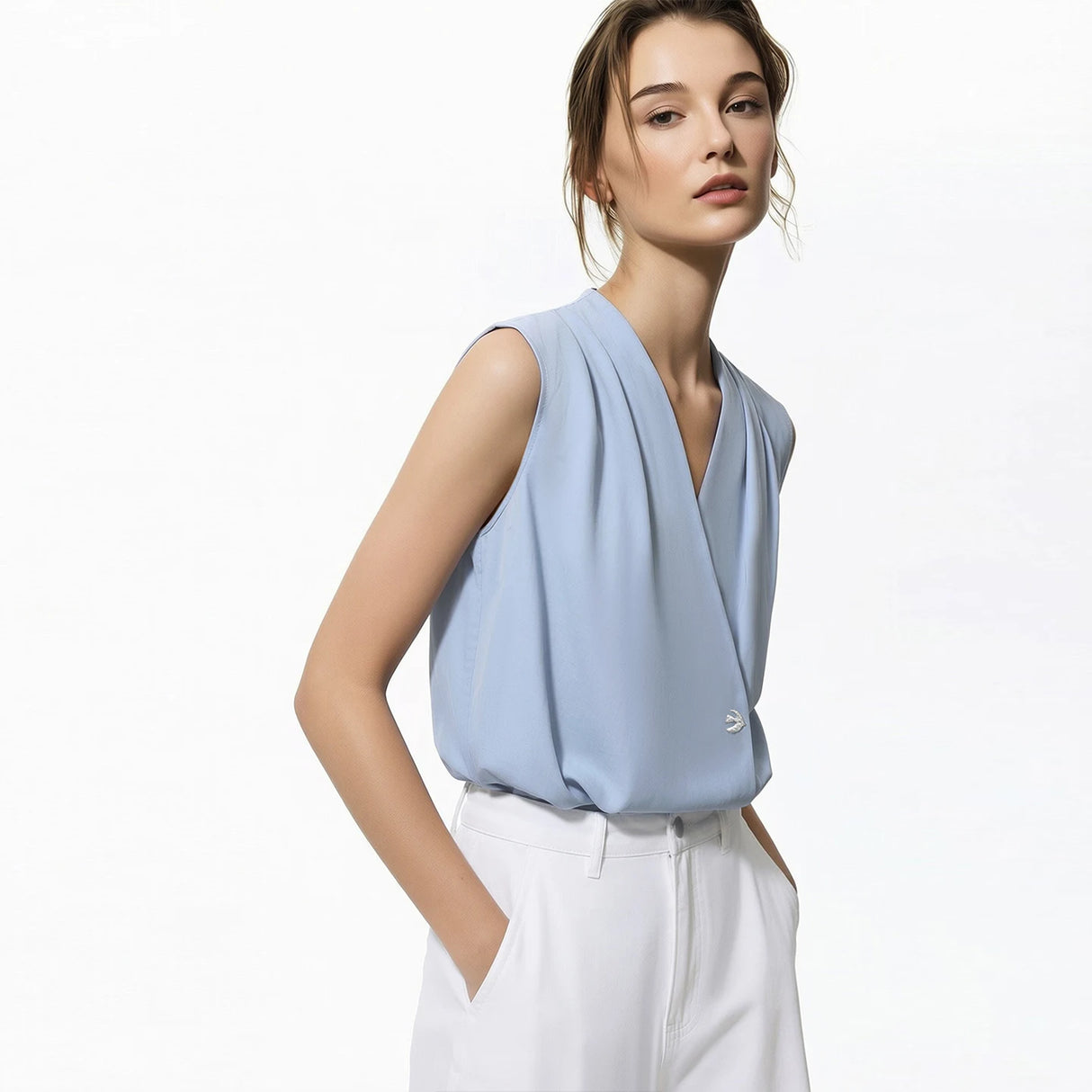 Amii Sleeveless Chiffon Office Blouse