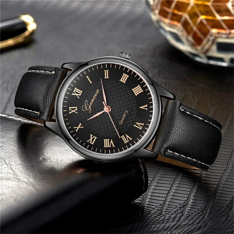 Men’s Luxury Quartz Leather Strap Watch