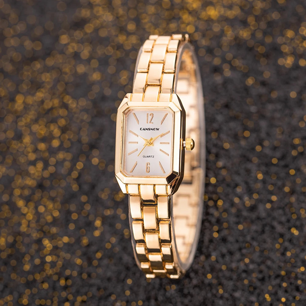 Luxury Square Gold Quartz Couple Watches