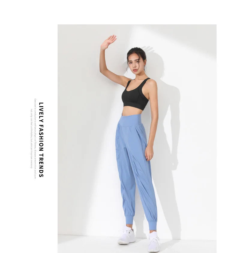 Hearuisavy Loose Quick-Dry Yoga Pants – Pleated Jogging Capris with Pockets